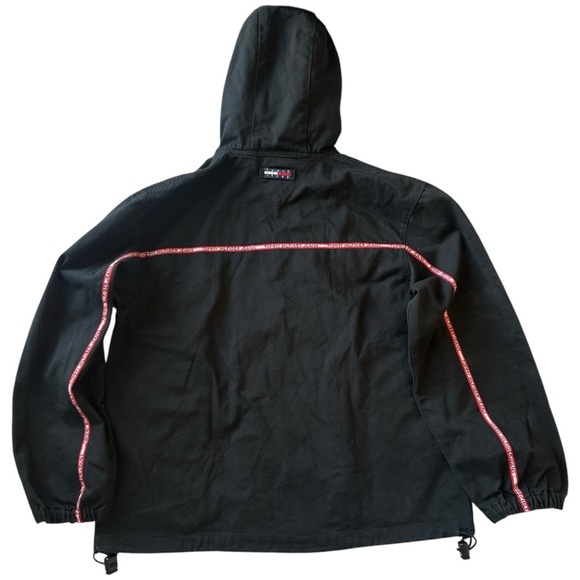 Vintage 90s Tommy Jeans Tommy Hilfiger Hooded Denim Jean Jacket Black Men’s XXL - Picture 2 of 6